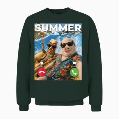 Summer Vacation John Pork Tung Sahur Pool Party Telefon Meme Unisex Sweatshirt - Forest