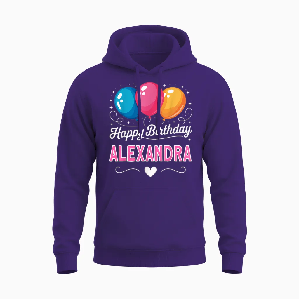 Joyeux Anniversaire En Disant Alexandra Unisex Hoodie in Purple