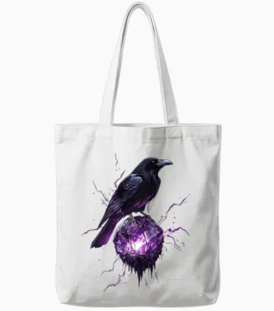 Mystischer Rabe Mit Lila Kristall Tote Bags - White