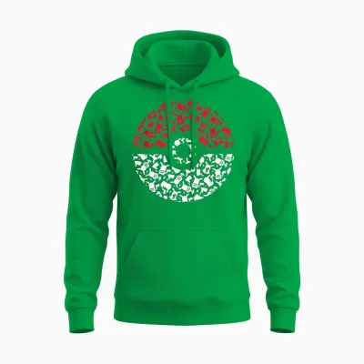 Pokemon Unisex Adult Pikachu Pokeball Pattern T-Shirt, Black, Small Unisex Hoodie - Irish Green