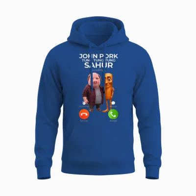 Tung Tung Tung Sahur John Pork Meme Brainrot Calling Unisex Hoodie - Royal