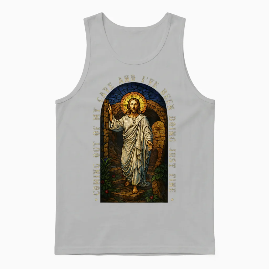Jesus Kommt Aus Meiner Höhle Und Mir Geht Es Gut Unisex Tank Top in Ash
