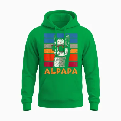 Funny Dad Alpapa Llama Alpaca Father's Day Gift T-Shirt, Black, S Unisex Hoodie - Irish Green