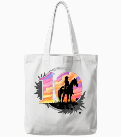 10th Birthday Horse Riding 10 Years Girls Rider T-Shirt, Black Tote Bags - White