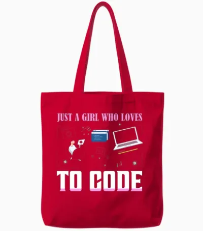 Just a Girl Who Loves to Code Coding Software Tote Bags - Red