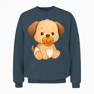 Cute Puppy in Diapers Unisex Sweatshirt - Dark Heather