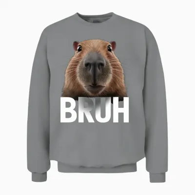 Funny Capybara Bruh Unisex Sweatshirt - Sport Grey