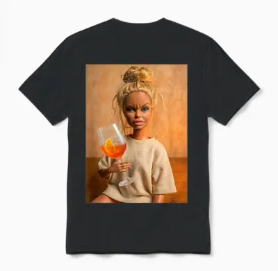 Disgusted Face Doll Meme Funny Orange Spritz Cocktail Fun Unisex T-Shirt - Black