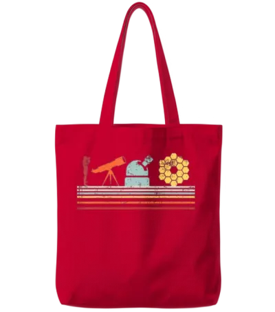 Retro Evolution of Astronomy Telescopes James Webb Tote Bags - Red