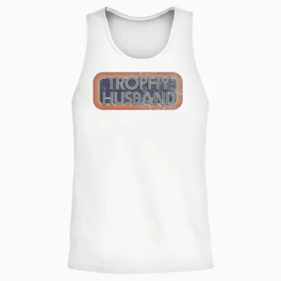 Trophy Husband T-Shirt | 70's 80's Retro Distressed Unisex Tank Top - White