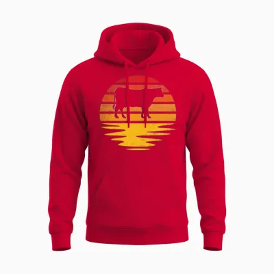 Cow Retro Unisex Hoodie - Red