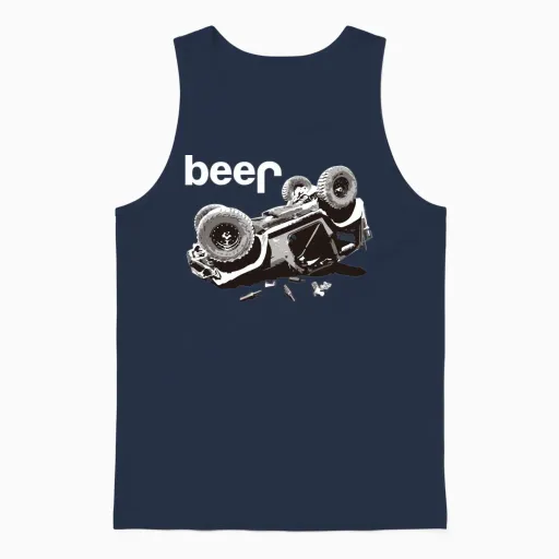 Beer Jeep Offroad Jeep Bear Wildlife Gift Unisex Tank Top in Navy