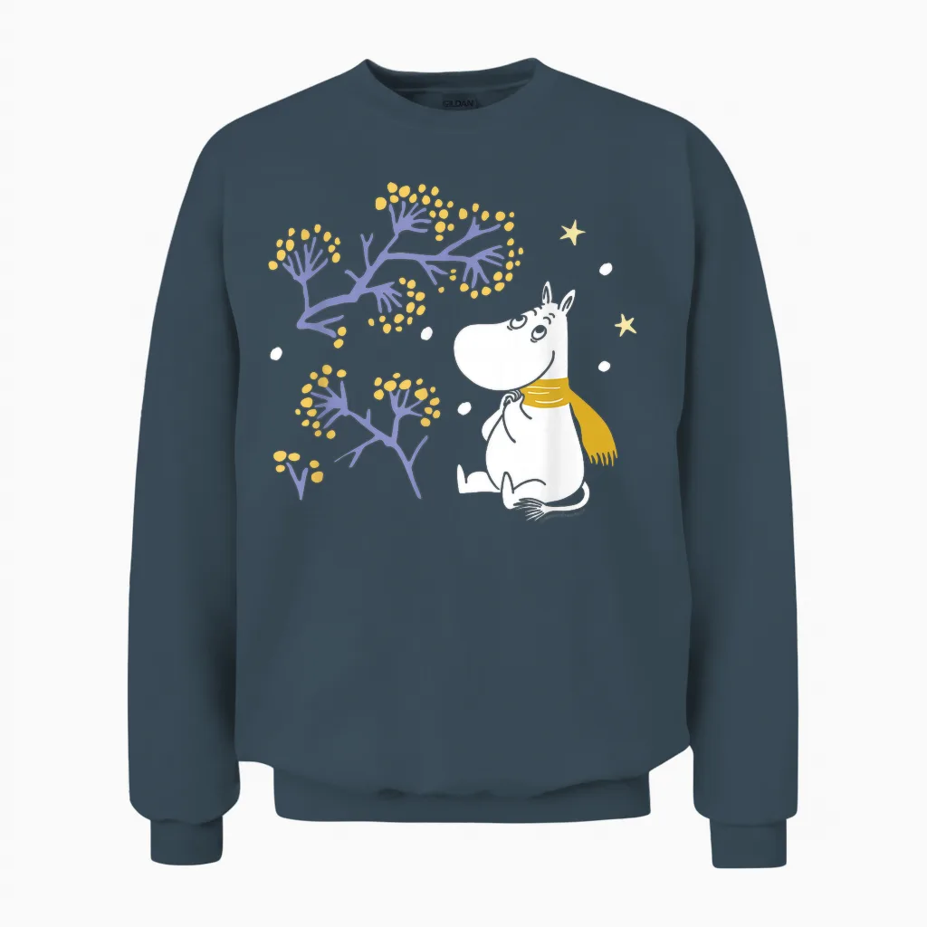 Moomin Moomintroll Look the Snow Winter T-Shirt, Black, S Unisex Sweatshirt in Dark Heather