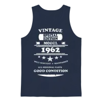 Vintage Retro White 1962 Unisex Tank Top - Navy – 1