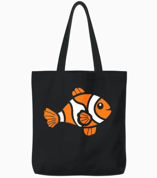 Funny Clown Fish Simple Little Cute Clown Fish Tote Bags in Black