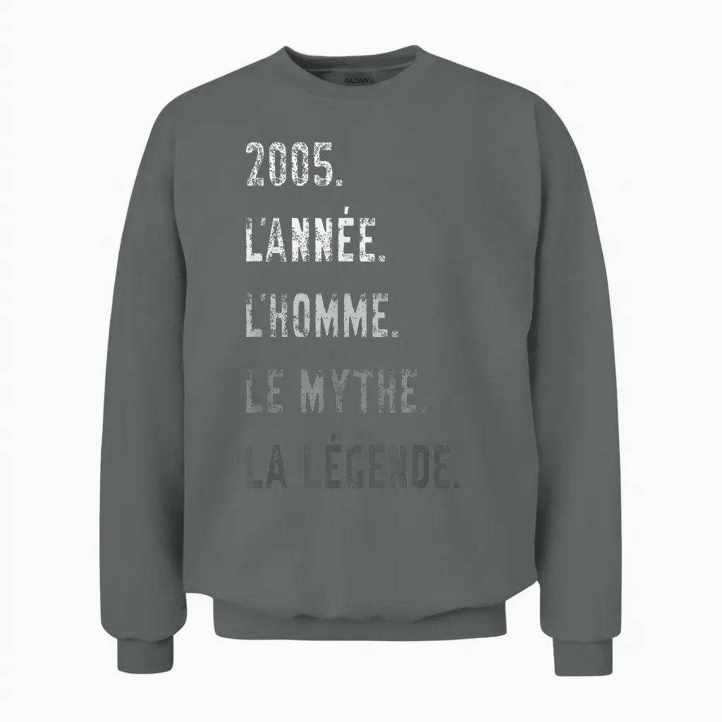 Millésime 2005 Homme Mythe Légende Anniversaire 20 Ans Homme Unisex Sweatshirt in Graphite Heather