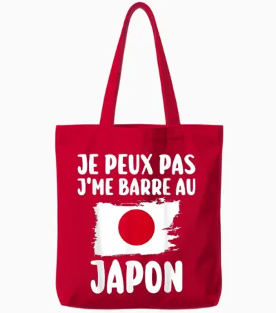 J'peux Pas J'me Barre in Japan Travel Gift T-Shirt, Black, S Tote Bags - Red