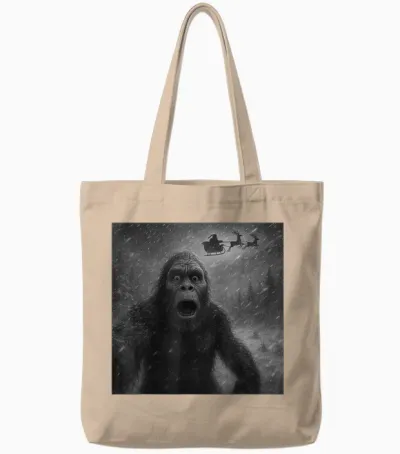 Funny Bigfoot Sasquatch Selfie Santa Claus Xmas Christmas Tote Bags - Natural