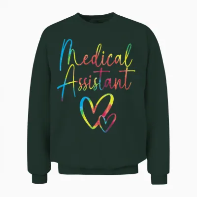Retro Rainbow Clinical Medical Assistant Unisex Sweatshirt - Forest
