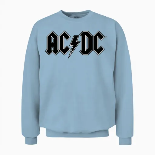 Ac/dc Black Logo with Lightning Bolt Unisex Sweatshirt in Light Blue