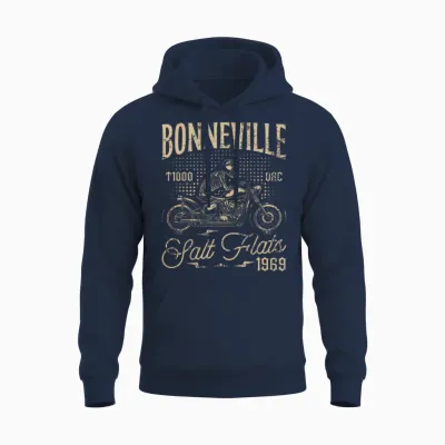 Bonneville Salt Flats Motorradrennen Vintage Biker Unisex Hoodie - Navy