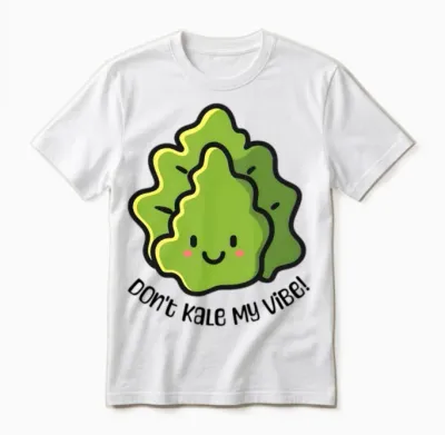 Don't Kale My Vibe Cute Kale Cartoon Unisex T-Shirt - White