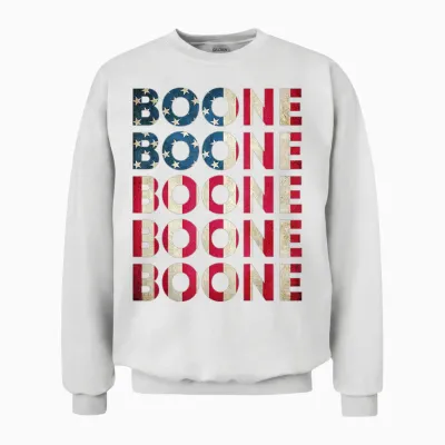 Boone Personalized Name Vintage Retro Us Flag Woman Man Unisex Sweatshirt - White