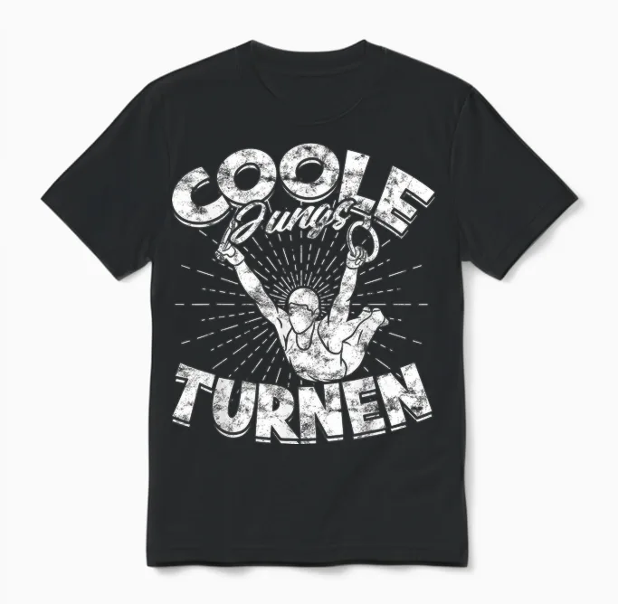 Kinder Jungen Turnen Geschenke Turner Coole Jungs Turnen T-Shirt - Schwarz, Kurzarm, S, Cartoon, Sport, Kinder, Jungen, Turner Unisex T-Shirt in Black