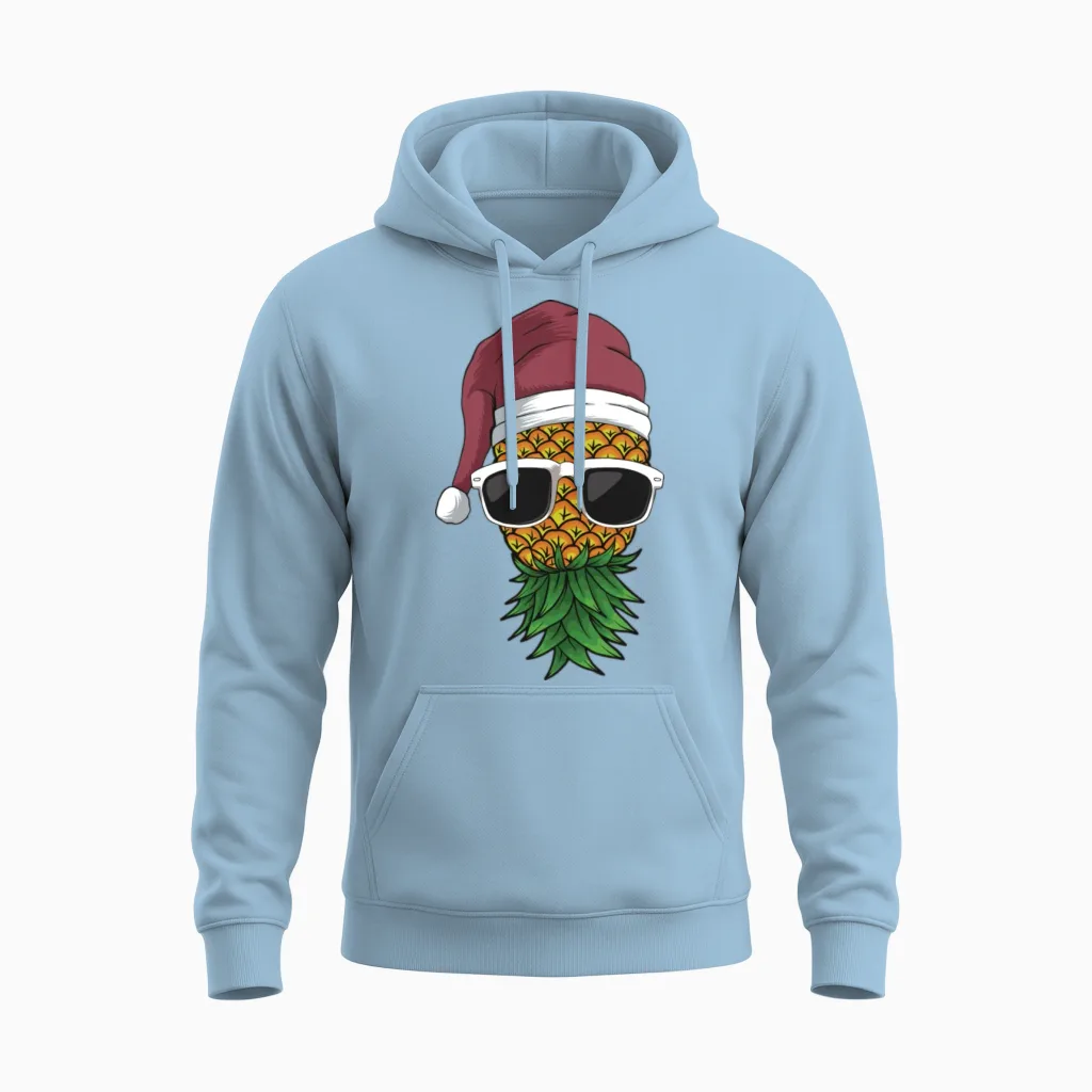 Funny Swinger Party Christmas Cartoon Unisex Hoodie in Light Blue