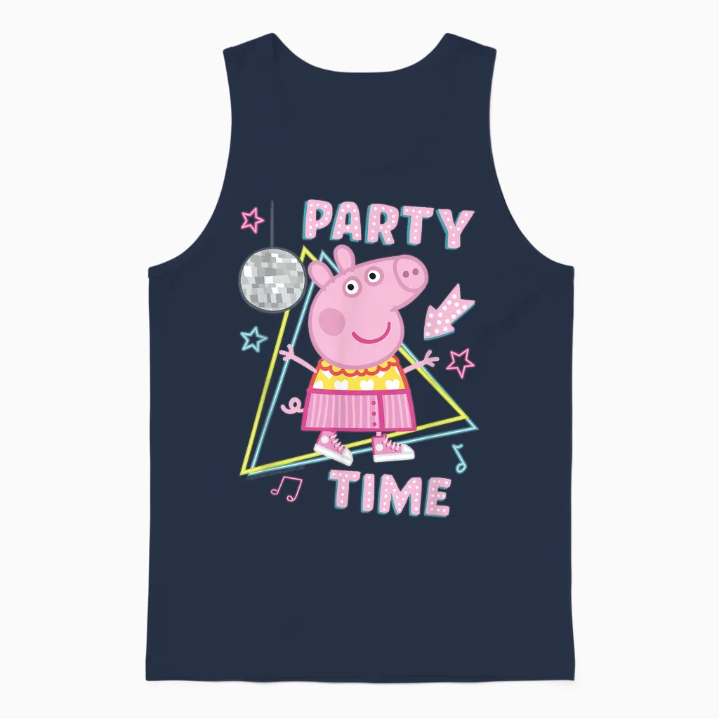 Peppa Pig Disco Party Time Amazon Exclusive T-Shirt, Blue Unisex Tank Top in Navy