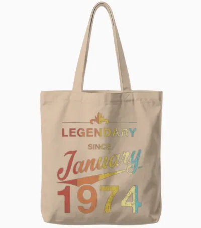 50th Birthday 50 Year Old Born January 1974 Gift Tote Bags - Natural