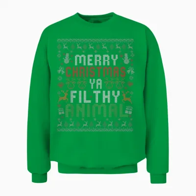 Merry Christmas Animal Filthy Ya Xmas Pajama Shirt Men Women Unisex Sweatshirt - Irish Green