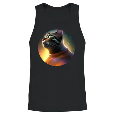 Funny Catstronaut Unisex Tank Top - Black