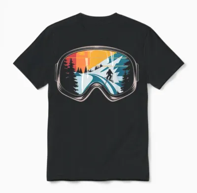 Ski Goggles Retro Skiing Winter Fun for Skiers Apres Ski T-Shirt, Black Unisex T-Shirt - Black