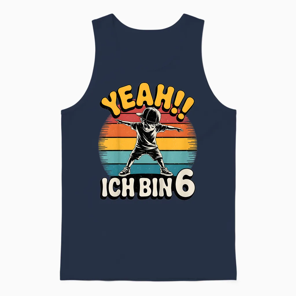 Kinder Yeah Ich Bin 6 Skater Geburtstag 6. Geburtstag Junge Retro Unisex Tank Top in Navy