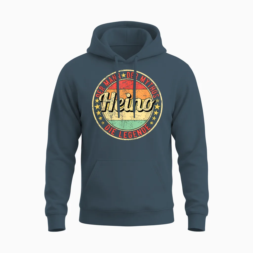 Men's Heino the Man the Mythos Die Legend T-Shirt, Black, S Unisex Hoodie in Dark Heather