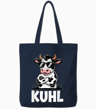Kuhl Coole Kuh Bauer Lustiges Landwirtschaft Tote Bags - Navy