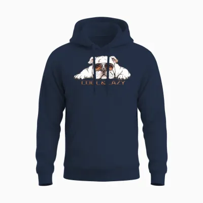 Funny Lazy Bulldog Unisex Hoodie - Navy