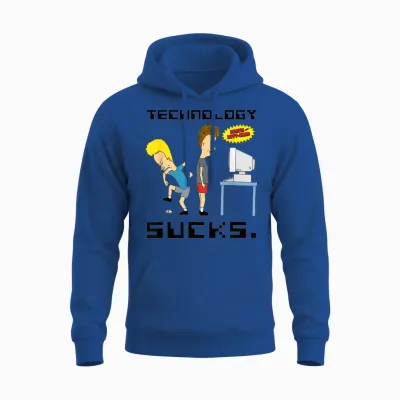 Beavis and Butt-Head Technology Is Scheiße T-Shirt, Gray, S Unisex Hoodie - Royal