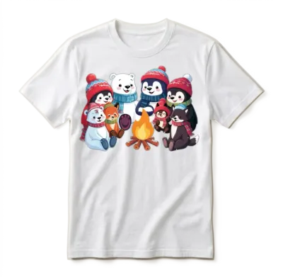 Cozy Winter Animals Unisex T-Shirt - White