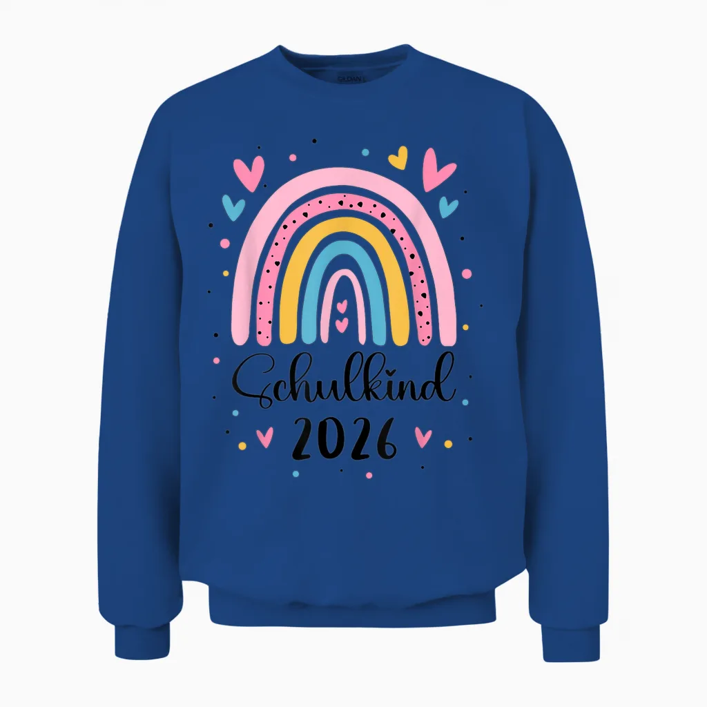 Schulkind 2026 1. Klasse Regenbogen Einschulung Mädchen Unisex Sweatshirt in Royal