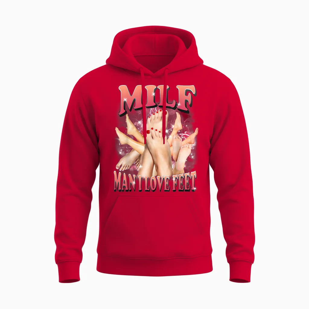 Homme Milf Drôle Que J'aime Les Pieds Unisex Hoodie in Red