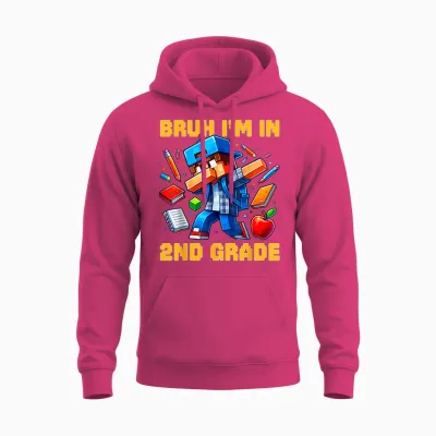 Bruh I'm in 2nd Grade Dabbing Boys Kids Gamer Back to School Unisex Hoodie - Heliconia