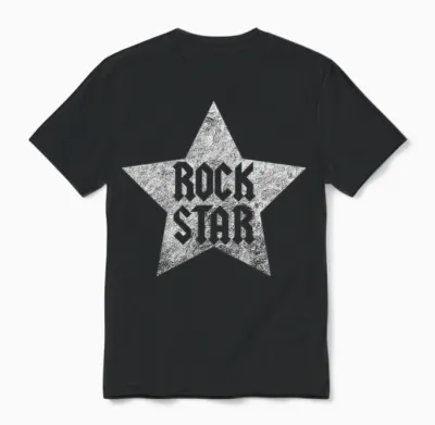 Kids Rock Star Rockstar Top for Boys and Girls, Rock 'n' Roll T-Shirt, Black, 2 Unisex T-Shirt - Black