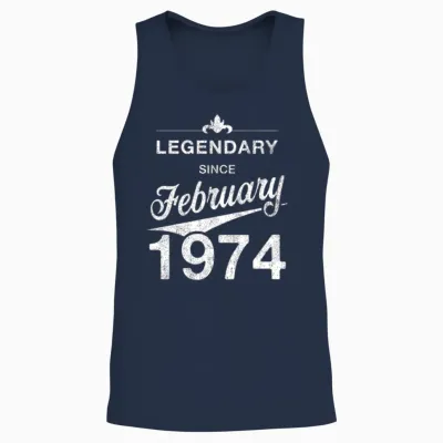 50th Birthday 50 Year Old Born February 1974 Gift Unisex Tank Top - Navy