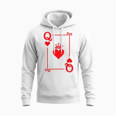 Queen Hearts Card Costume - Playing Cards - Queen of Hearts Unisex Hoodie - White