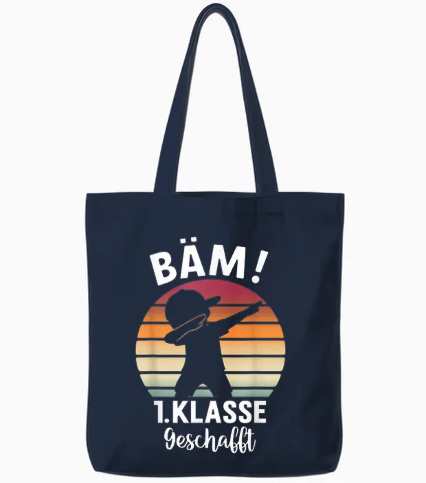 Bäm 1. Klasse Geschafft 2025 Abschluss 1. Klasse Tote Bags in Navy