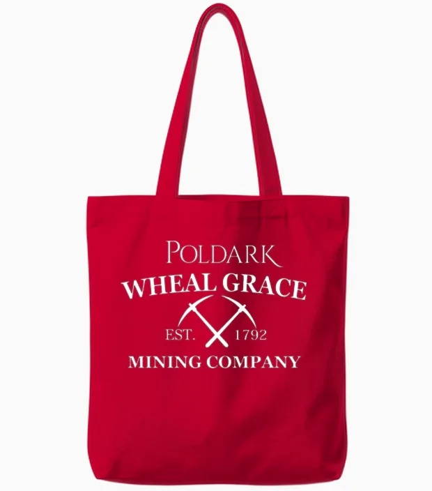Captain Poldark Whealgrace Mining Tv Film Inspired Tote Bags in Red