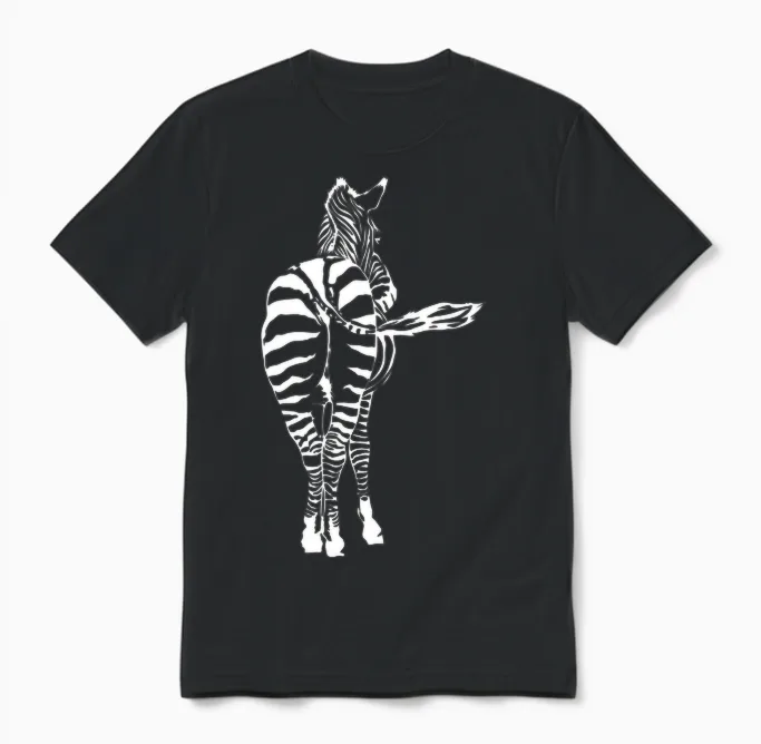 Zebra Butt Afrique Manche Longue Unisex T-Shirt in Black