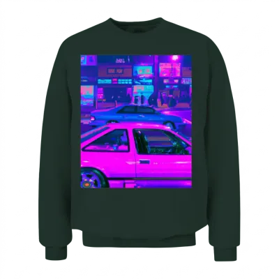 Vaporwave Car Synthwave City Unisex Sweatshirt - Forest